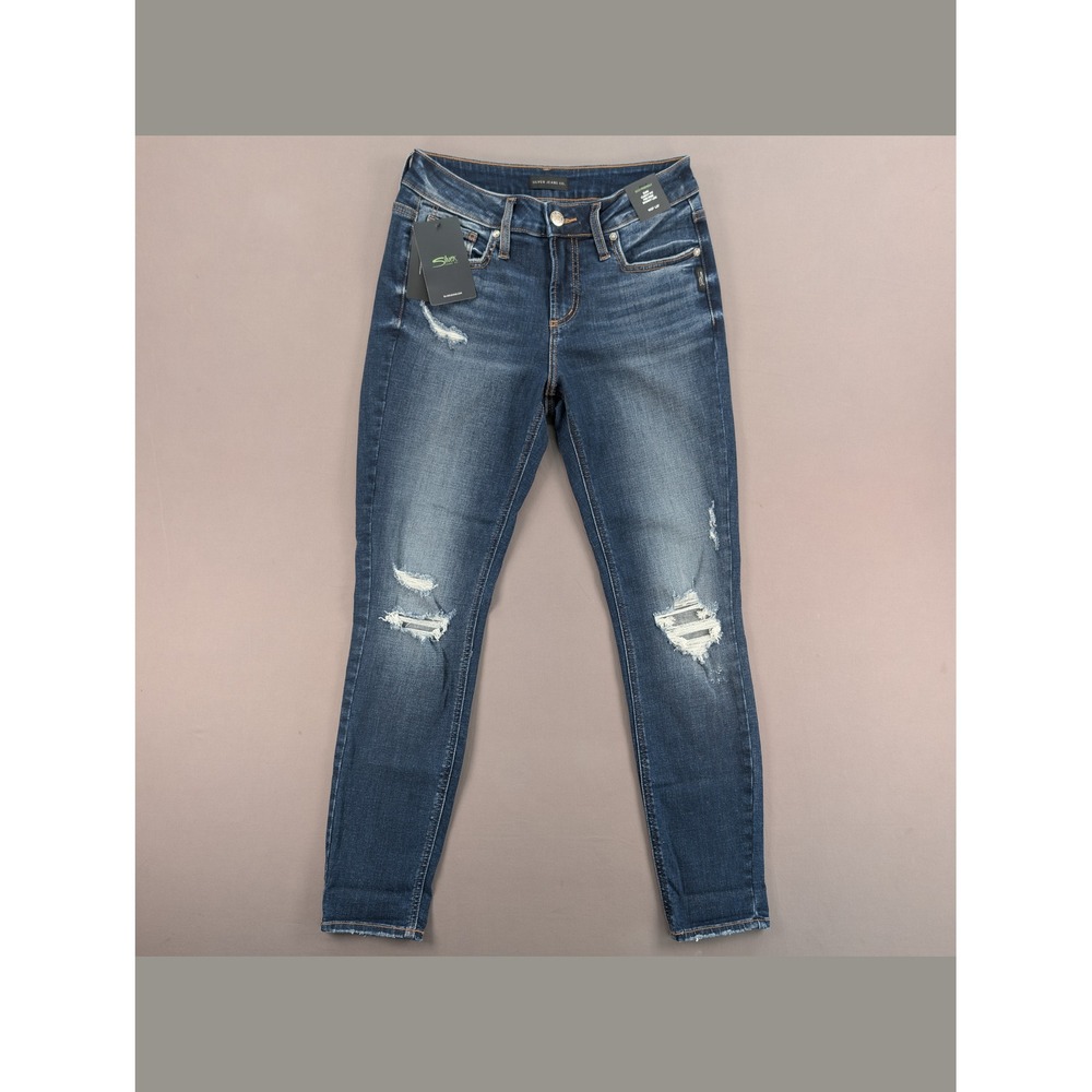NWT Silver Jeans Suki Curvy Fit Mid Rise Distressed Skinny Jeans 27